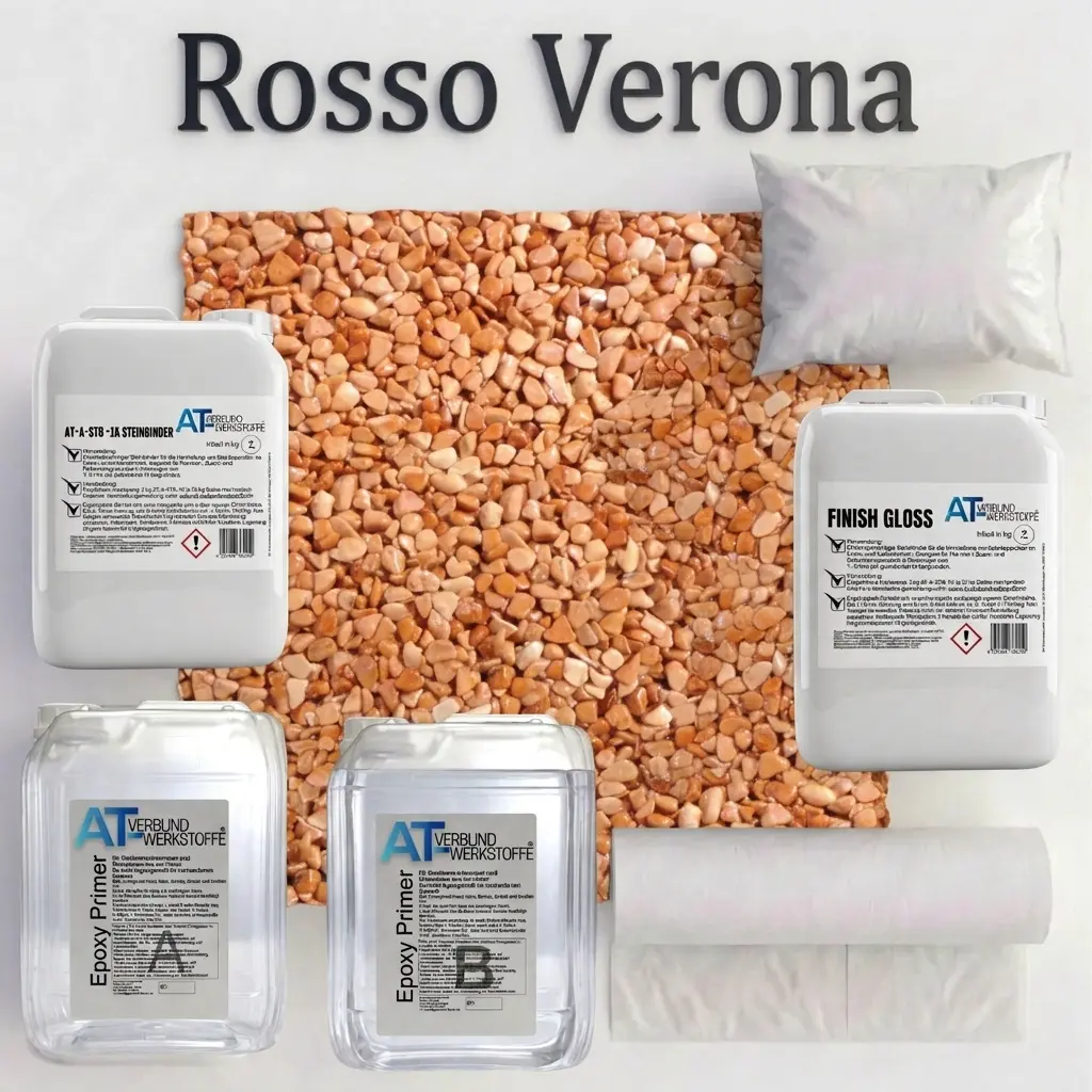 Steinteppich Profi-Set Vlies | Rosso Verona | 2,5m² 
