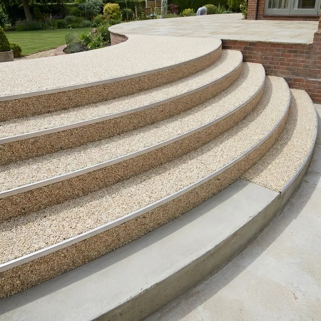 Steinteppich runde Treppenwange