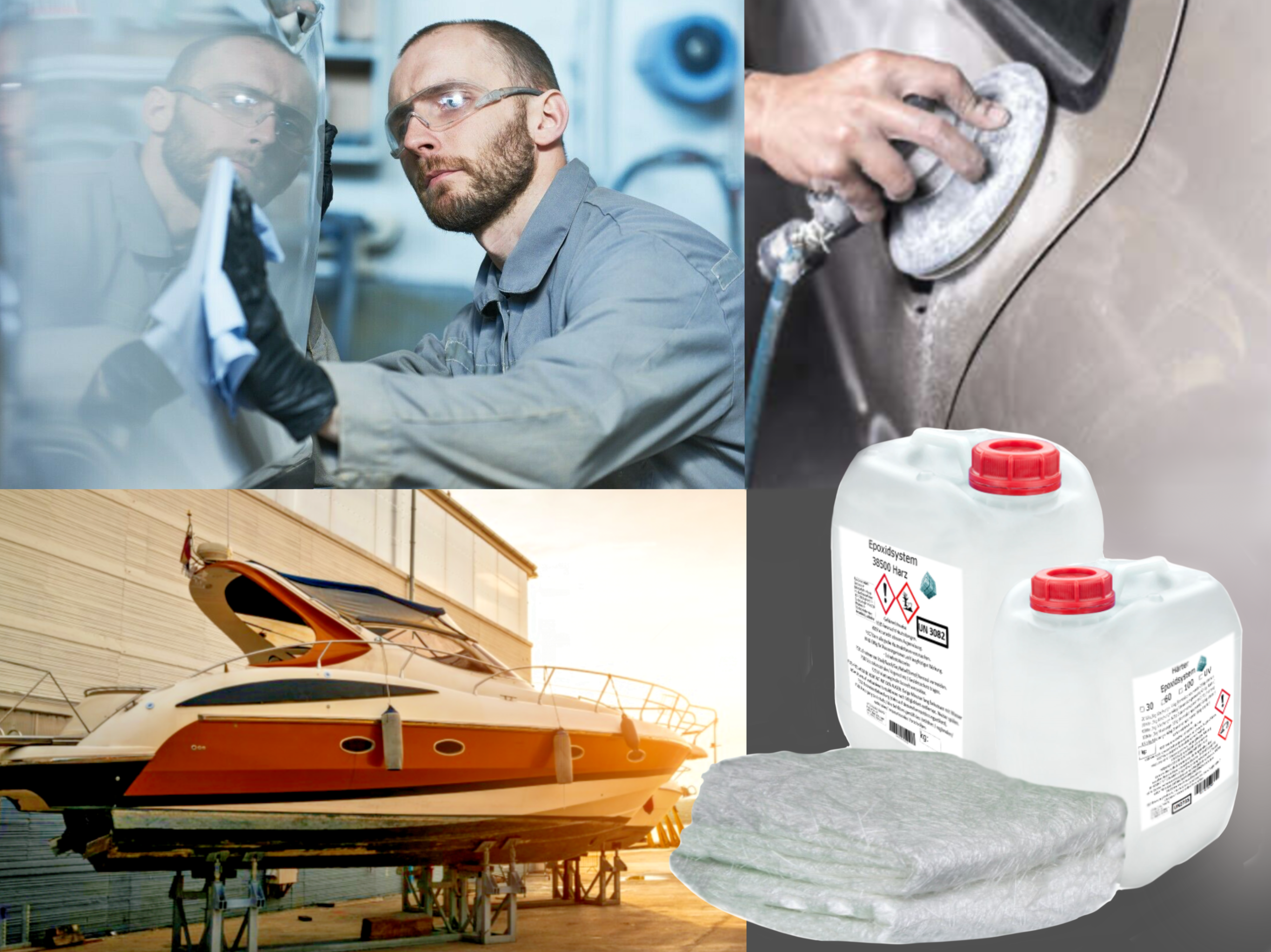 GFK-Set: 3kg Epoxidharz + Glasfasermatte 225 g/m² GFK-Set: 3kg Epoxidharz + Glasfasermatte 225 g/m²