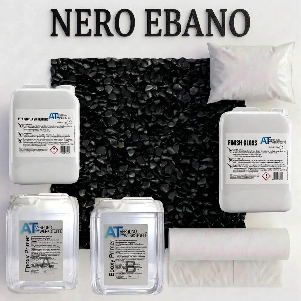 Steinteppich Profi-Set Vlies | Nero Ebano | 2,5m²