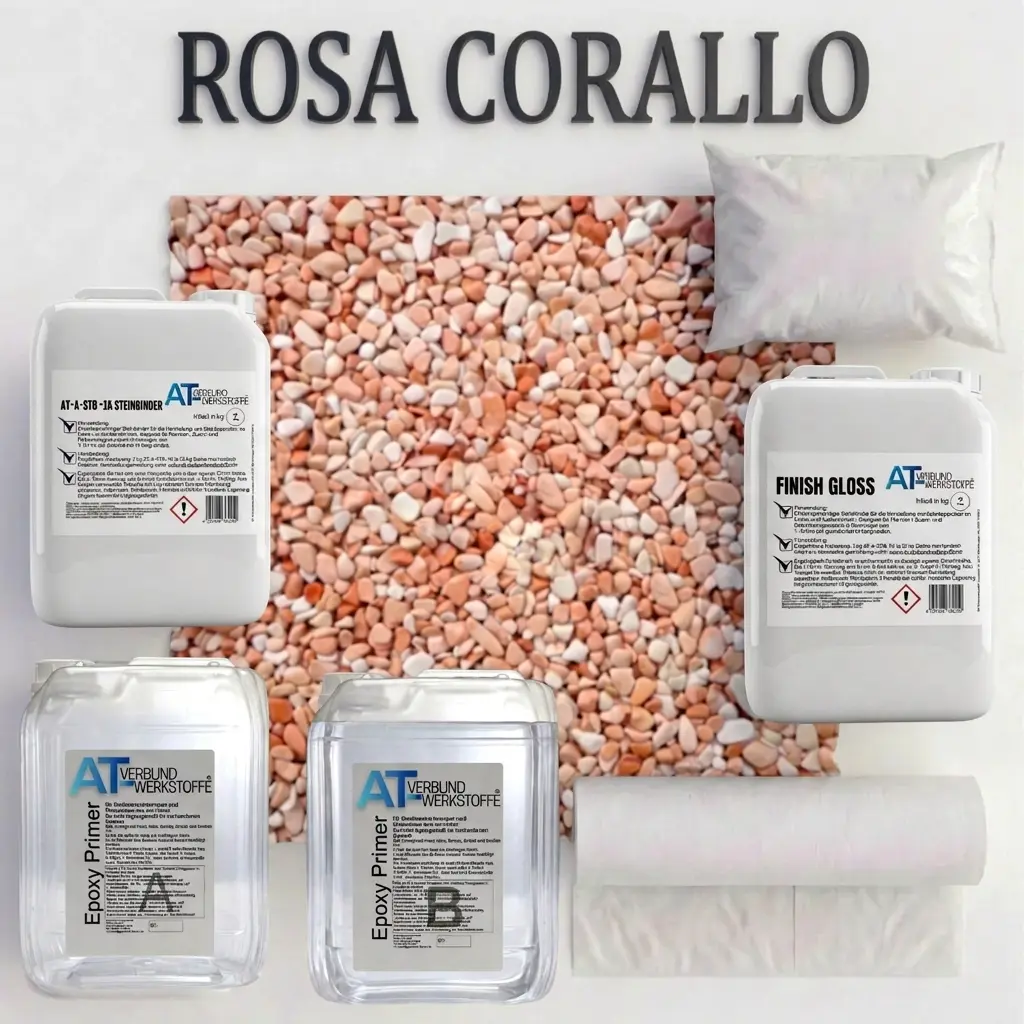 Steinteppich Profi-Set Vlies | Rosa Corallo | 2,5m² Steinteppich Profi-Set Vlies | Rosa Corallo | 2,5m²