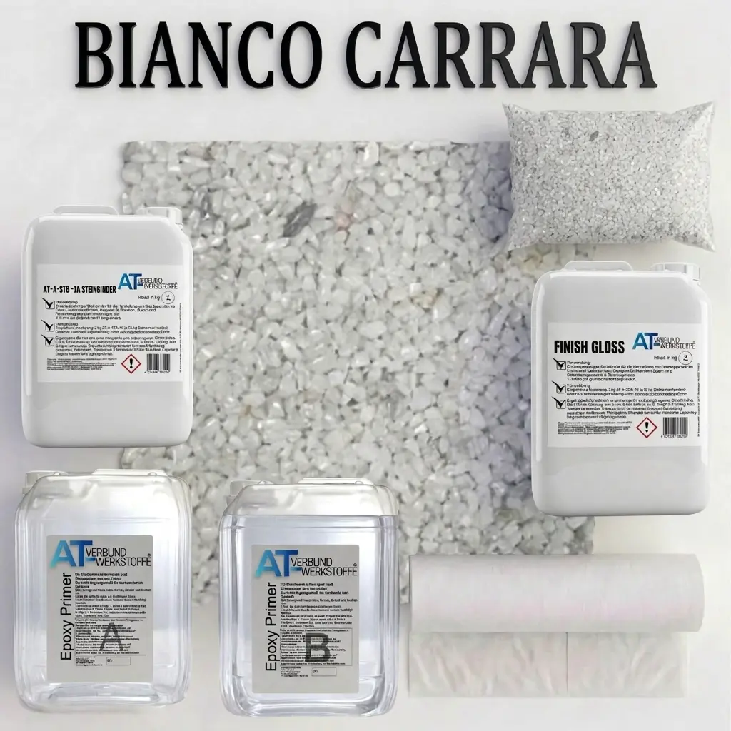 Steinteppich Profi-Set Vlies | Bianco Carrara | 2,5m²