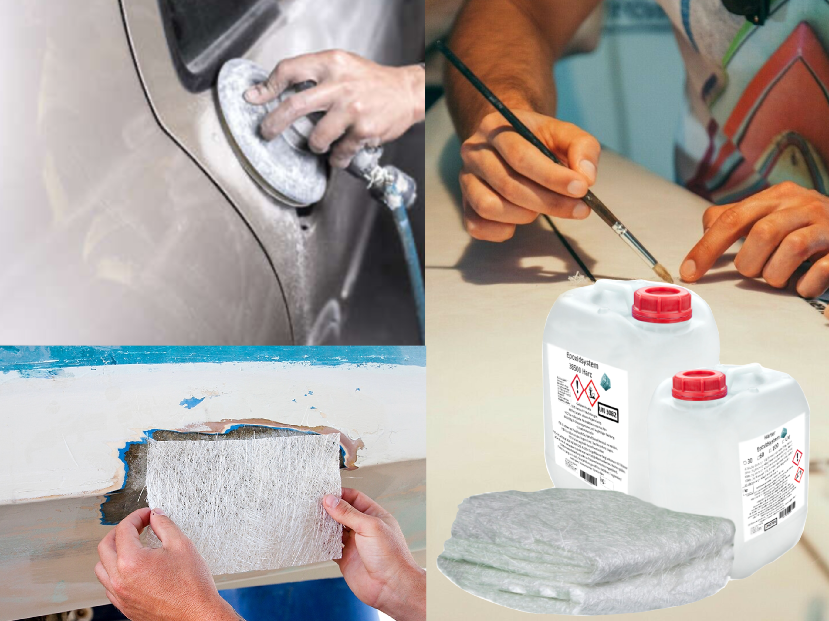 GFK-Set: 2 kg Epoxidharz + Glasfasermatte 300 g/m² GFK-Set: 2 kg Epoxidharz + Glasfasermatte 300 g/m²