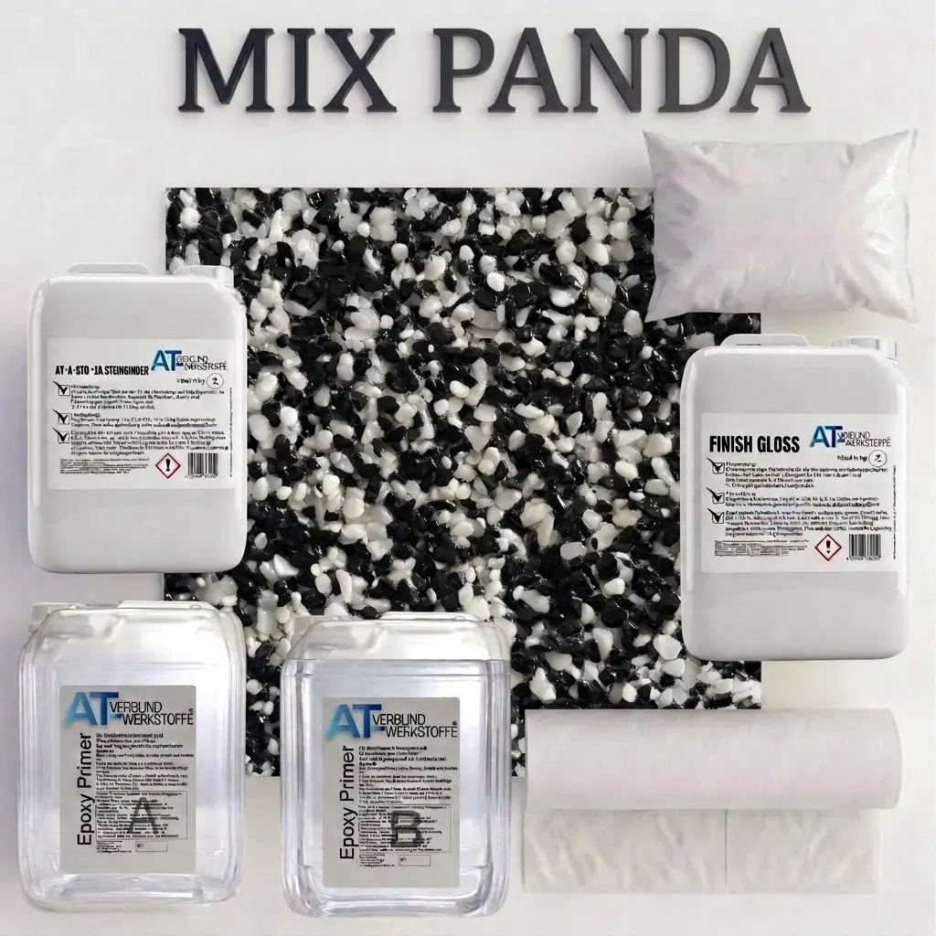 Steinteppich Profi-Set Vlies | Mix Panda | 2,5m²