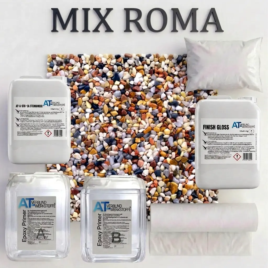 Steinteppich Profi-Set Vlies | Mix Roma | 2,5m² 