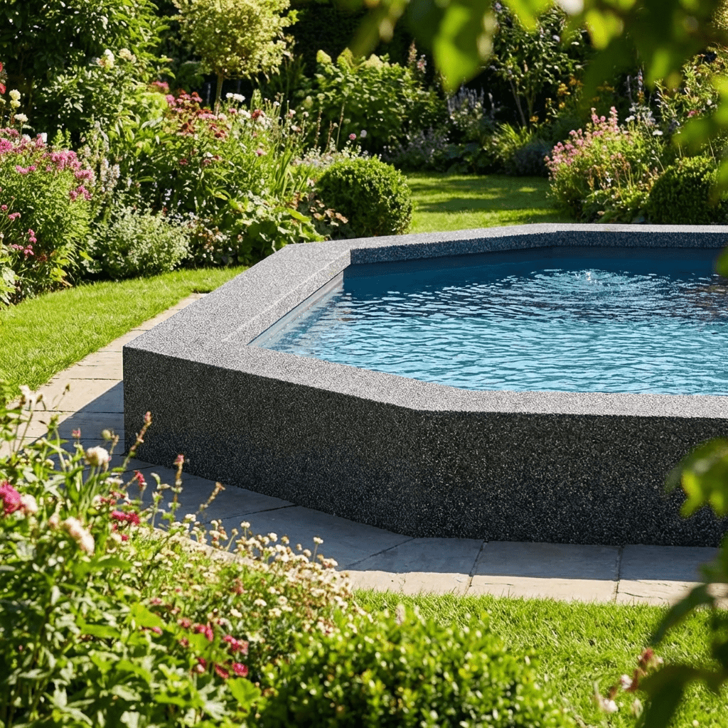 Steinteppich Pool & Umrandung Set | 100kg Marmor | Primer | Binder | Versiegelung | ca. 10m²