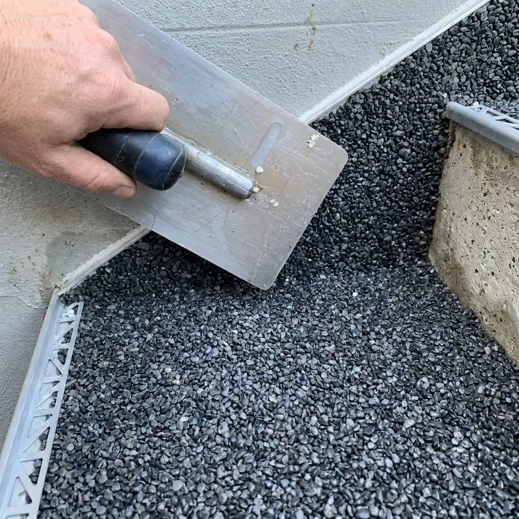 Steinteppich Treppenwange senkrecht