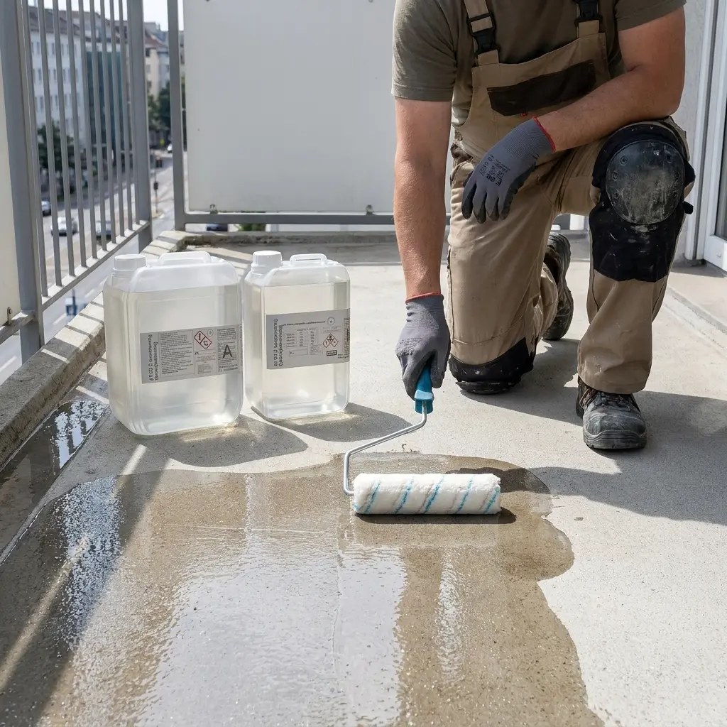 Epoxidharz Grundierung einsetzen Steinteppich