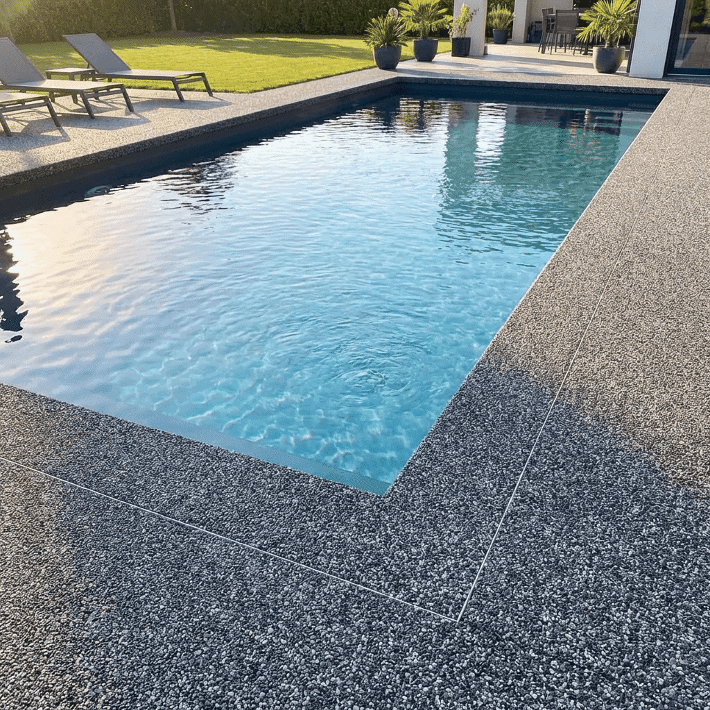 Poolumrandung mit Steinteppich Außenbereich