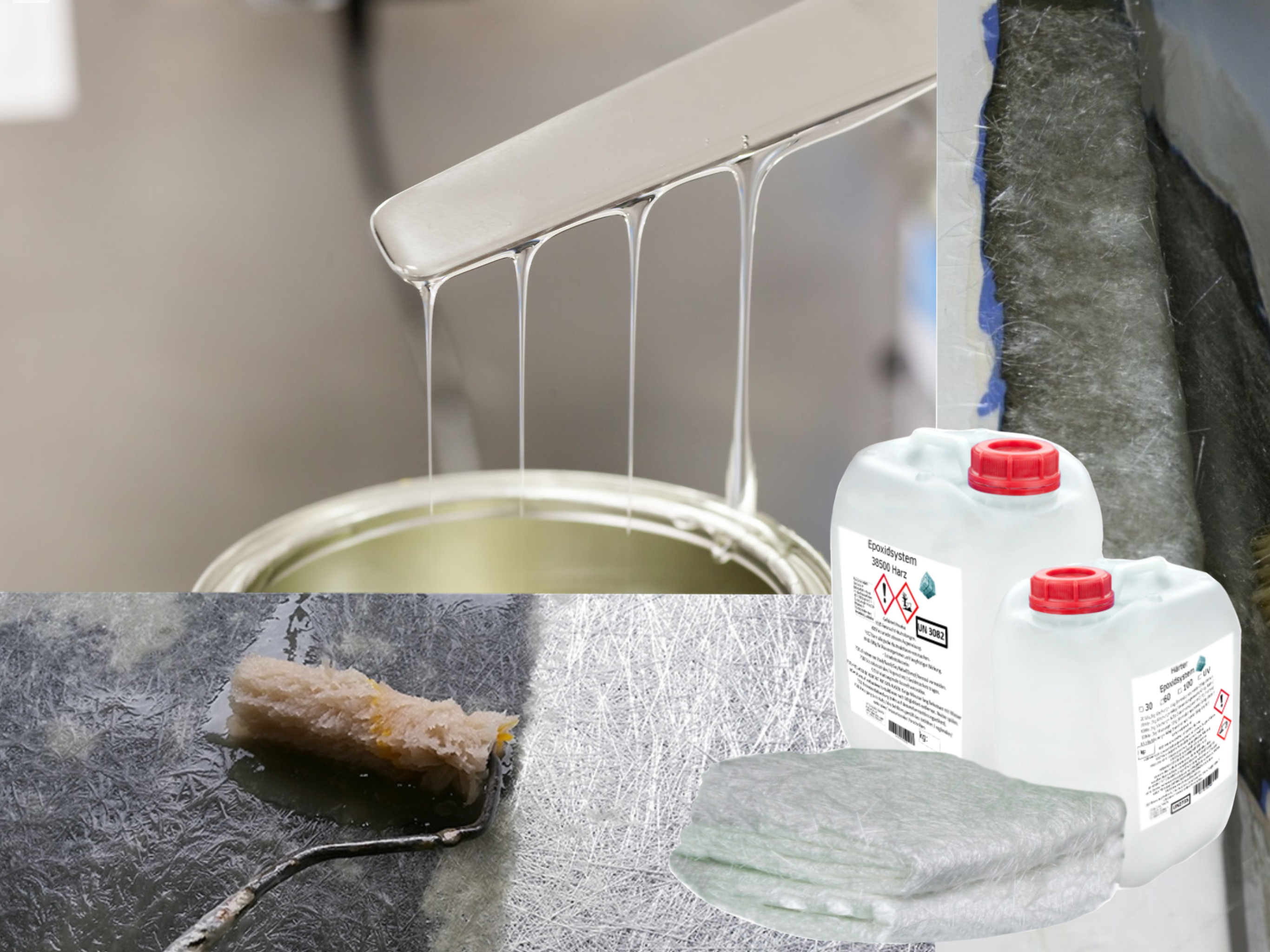 GFK-Set: 4kg Epoxidharz + 7m² Glasfasermatte 225g/m² GFK-Set: 4kg Epoxidharz + 7m² Glasfasermatte 225g/m²