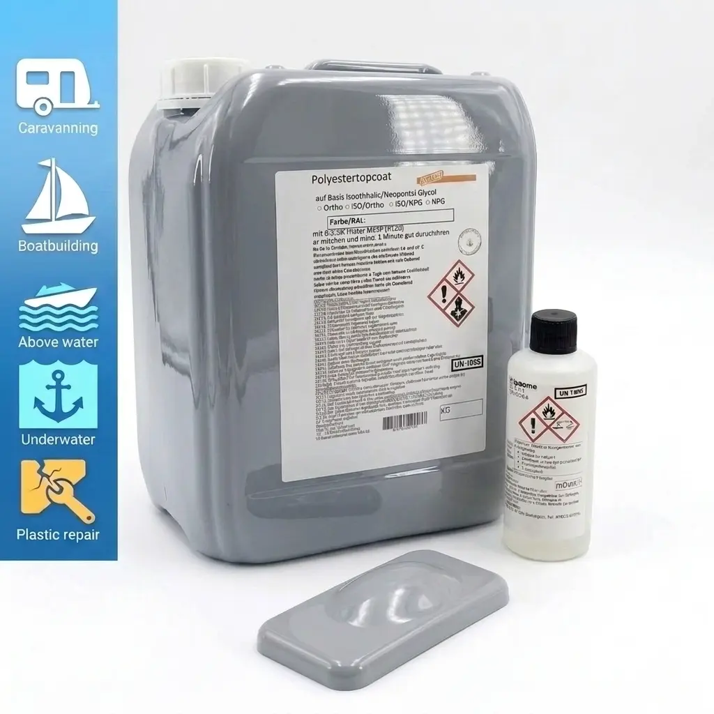 Topcoat iso + Härter | lichtgrau | UV-stabil | Über- & Unterwasser einsetzbar | hohe Deckkraft Topcoat iso + Härter | lichtgrau | UV-stabil | Über- & Unterwasser einsetzbar | hohe Deckkraft