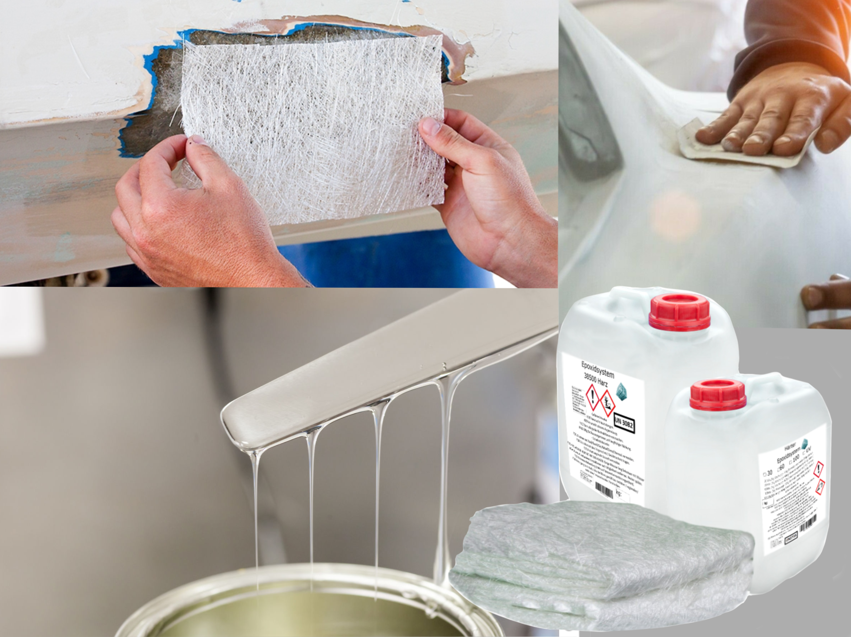 GFK-Set: 5kg Epoxidharz + 5m² Glasfasermatte 225g/m² GFK-Set: 5kg Epoxidharz + 5m² Glasfasermatte 225g/m²