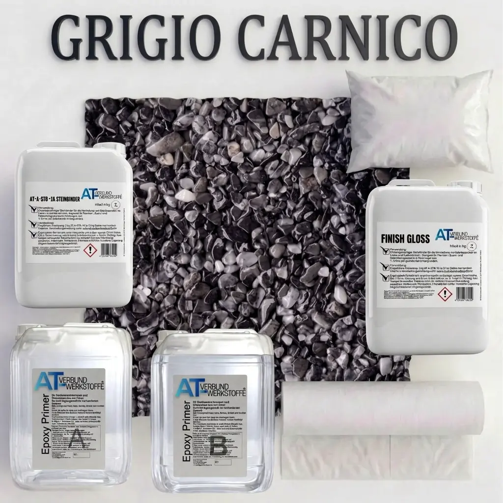 Steinteppich Profi-Set Vlies | Grigio Carnico | 2,5m²