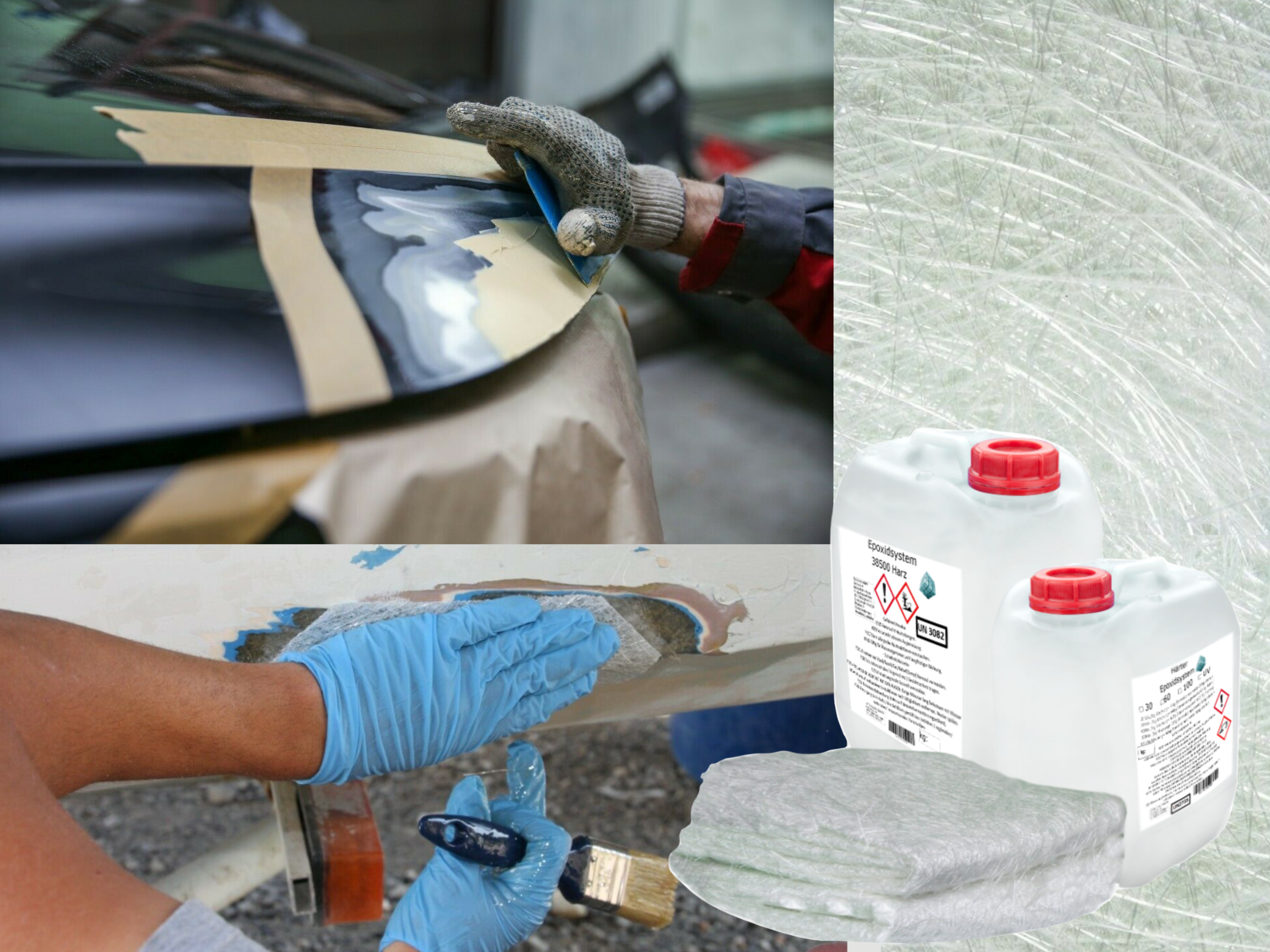GFK-Set: 5 kg Epoxidharz + Glasfasermatte 300g/m² GFK-Set: 5 kg Epoxidharz + Glasfasermatte 300g/m²
